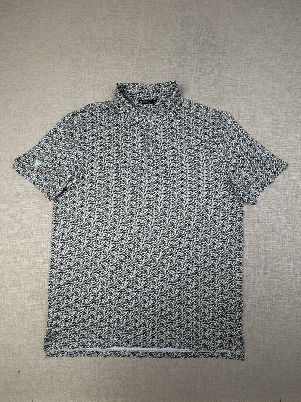 Levelwear Golf Polo Men’s Large Green Black Geometric Performance Stretch